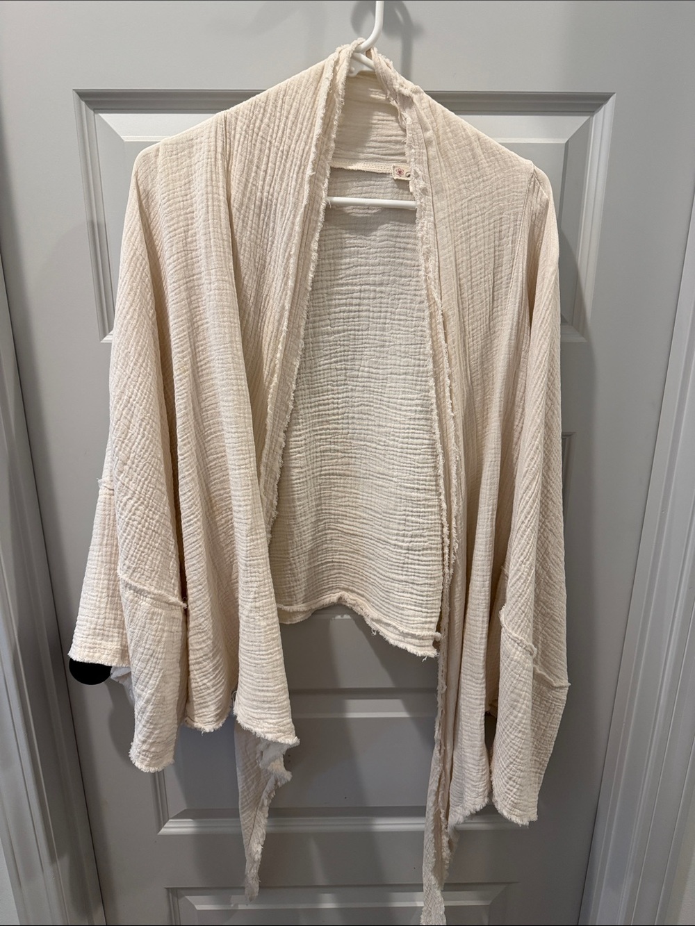 Lightweight Cream Open-Front Textured Cardigan